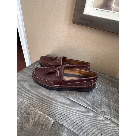 Johnston & Murphy Men's Fowler Mahogany Kittie Tassel Pull Up Leather Loafer 9m - Picture 1 of 6